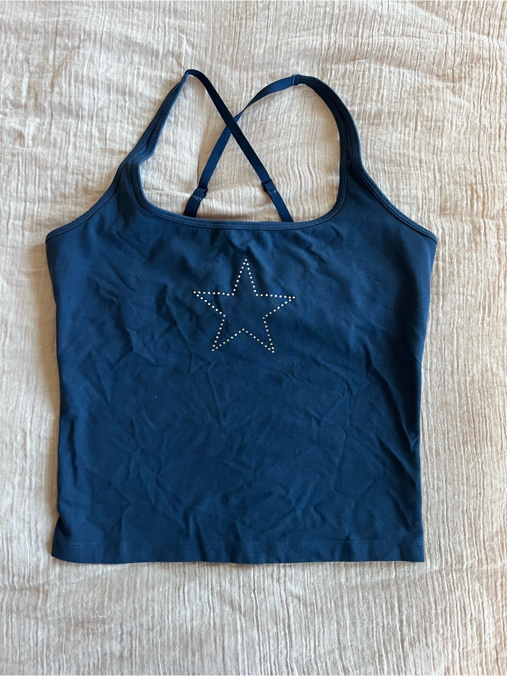 PINK Victoria's Secret Navy Star Studded Crisscross Cami